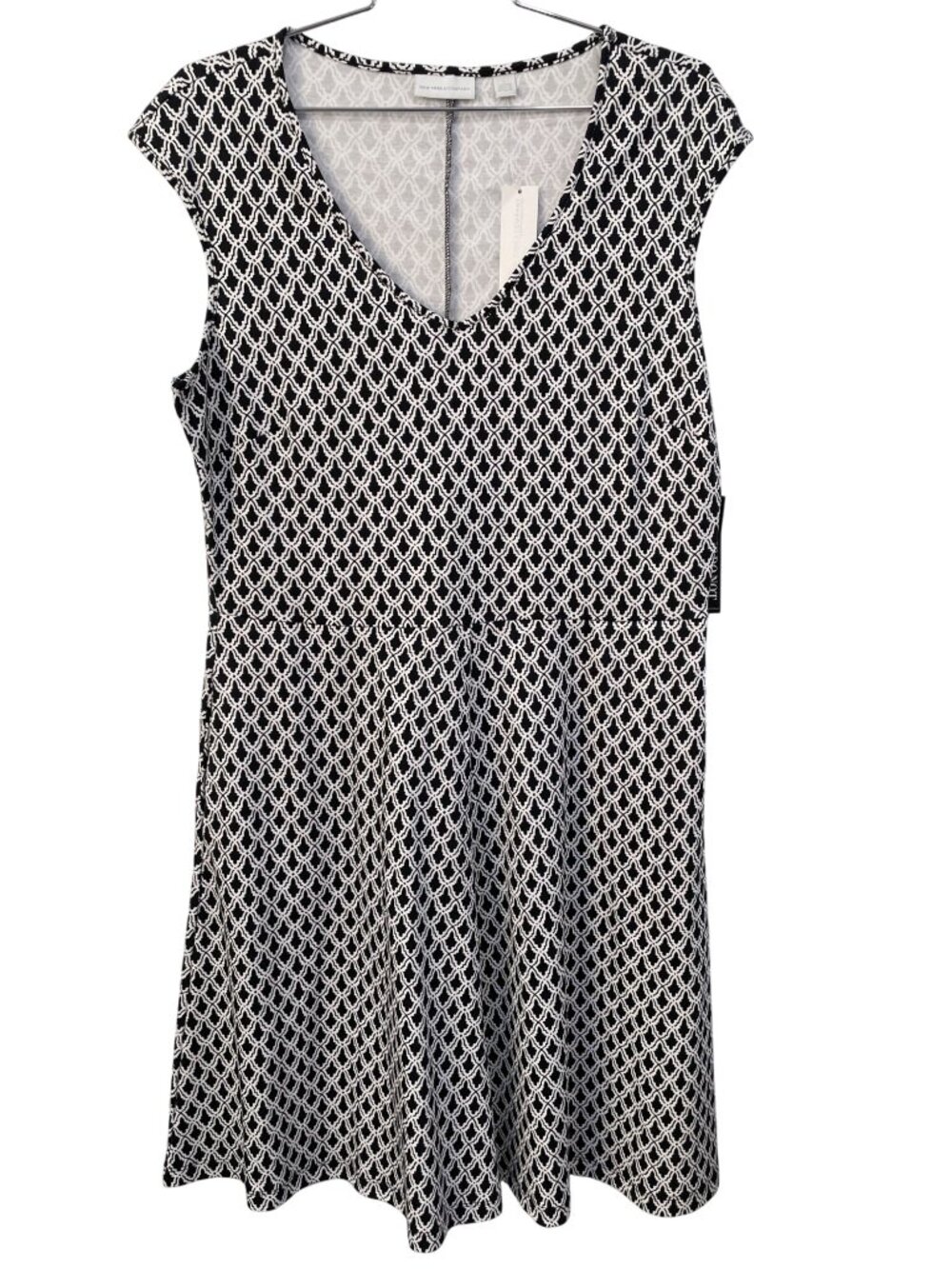 New York & Company Dress Large Cap Sleeve Geometric Fit & Flare Office Wear NEW